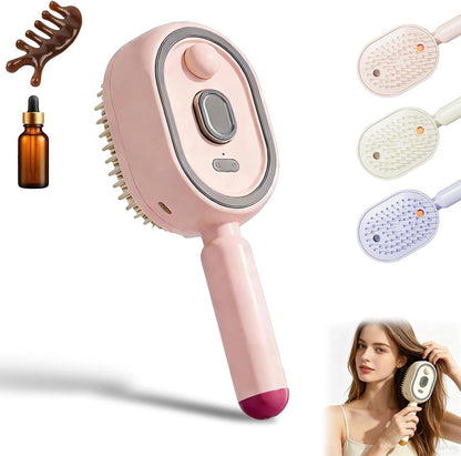 2026 New Electric Steam Brush, Electric Steam Brushs for Hair, Rechargeable Steam Hair Straightener with Water Spray, Detangling Steam Brush for Reduce Frizz, Nourishes Hairs (Pink Set)