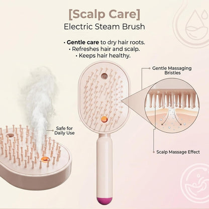 2026 New Electric Steam Brush, Electric Steam Brushs for Hair, Rechargeable Steam Hair Straightener with Water Spray, Detangling Steam Brush for Reduce Frizz, Nourishes Hairs (Pink Set)