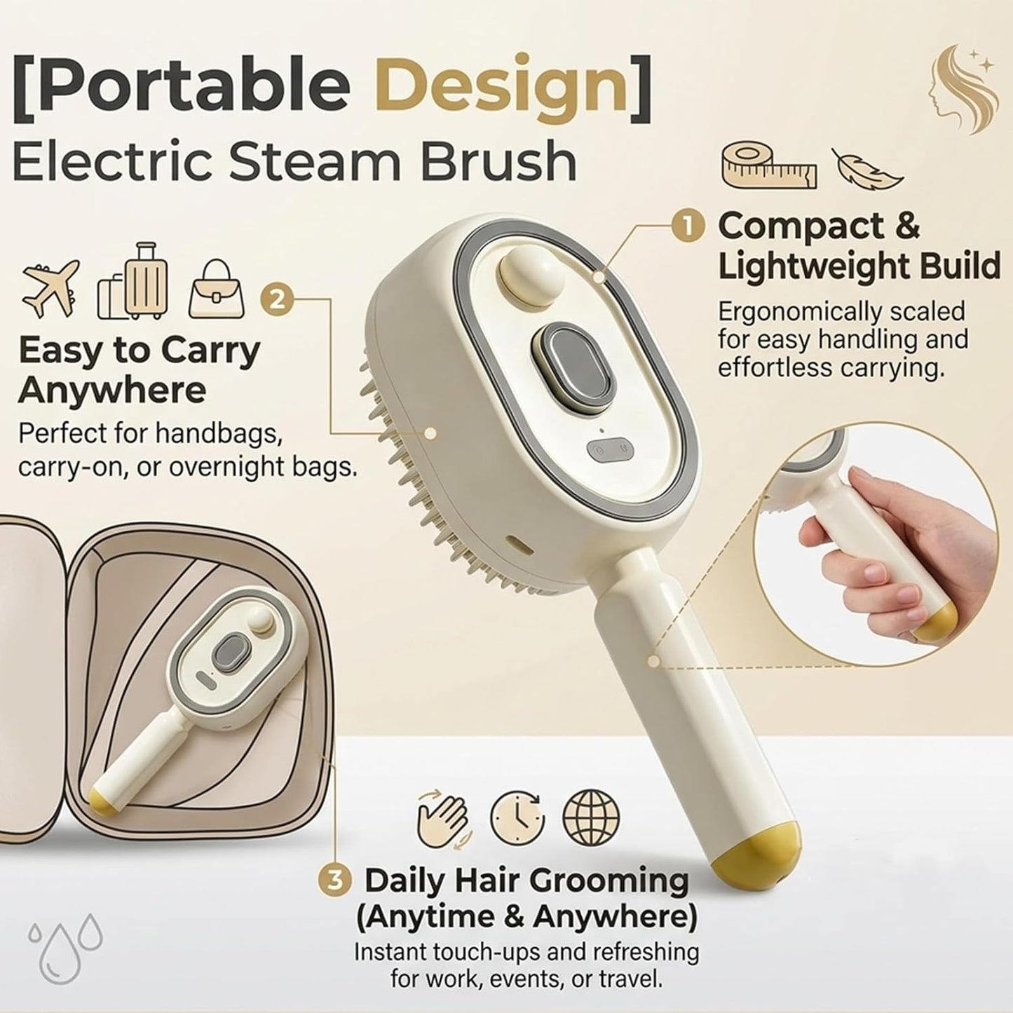 2026 New Electric Steam Brush, Electric Steam Brushs for Hair, Rechargeable Steam Hair Straightener with Water Spray, Detangling Steam Brush for Reduce Frizz, Nourishes Hairs (Pink)