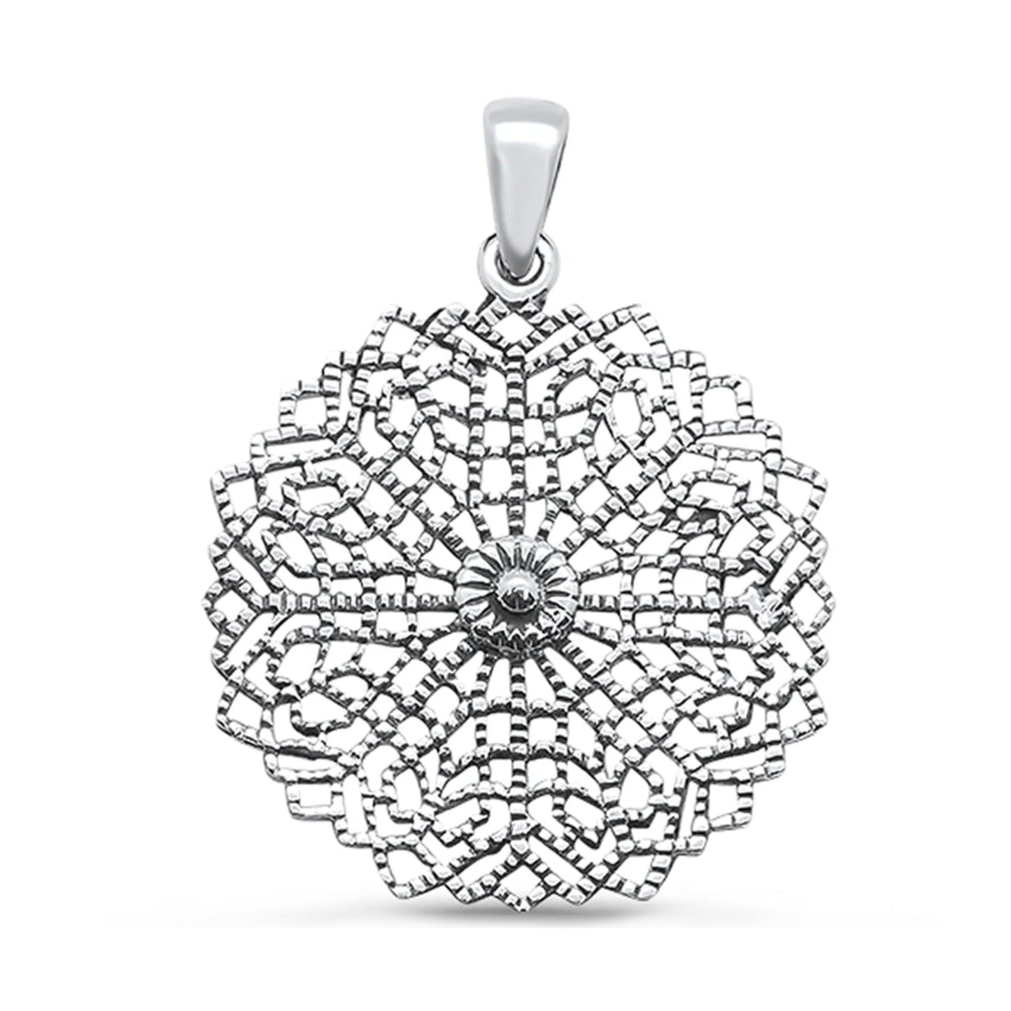Fashion Women's 925 Sterling Silver Plain Modern Flower Design Pendant