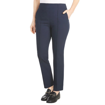 Hilary Radley Women's High Rise Tummy Control Pintuck Pull-On Slim Dress Pants