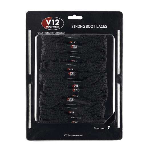 V12 Footwear Extra Tough Black 140Cm Lace Card (10Pk)