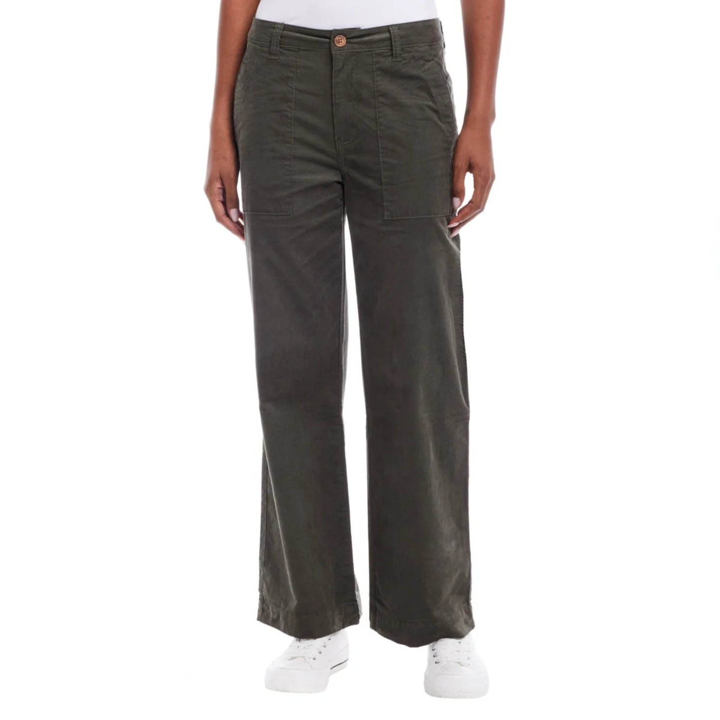 Weatherproof Vintage Women's Lightweight Stretch Corduroy Wide Leg Pants