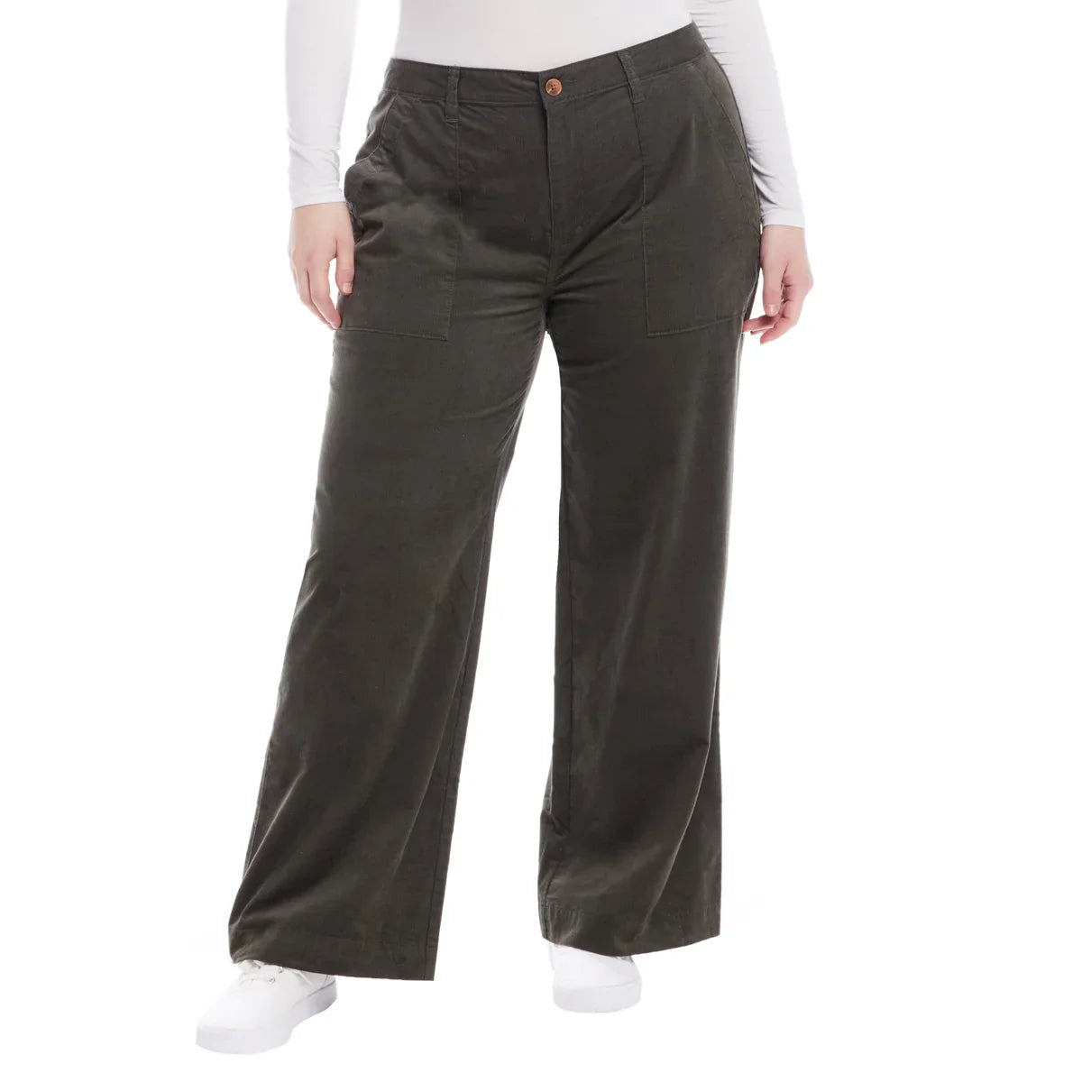 Weatherproof Vintage Women's Lightweight Stretch Corduroy Wide Leg Pants