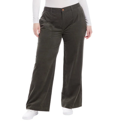 Weatherproof Vintage Women's Lightweight Stretch Corduroy Wide Leg Pants