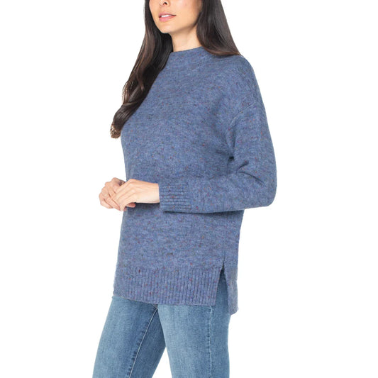 Well Worn Women's Mock Neck Cozy Wool Blend Nep Yarn Sweater
