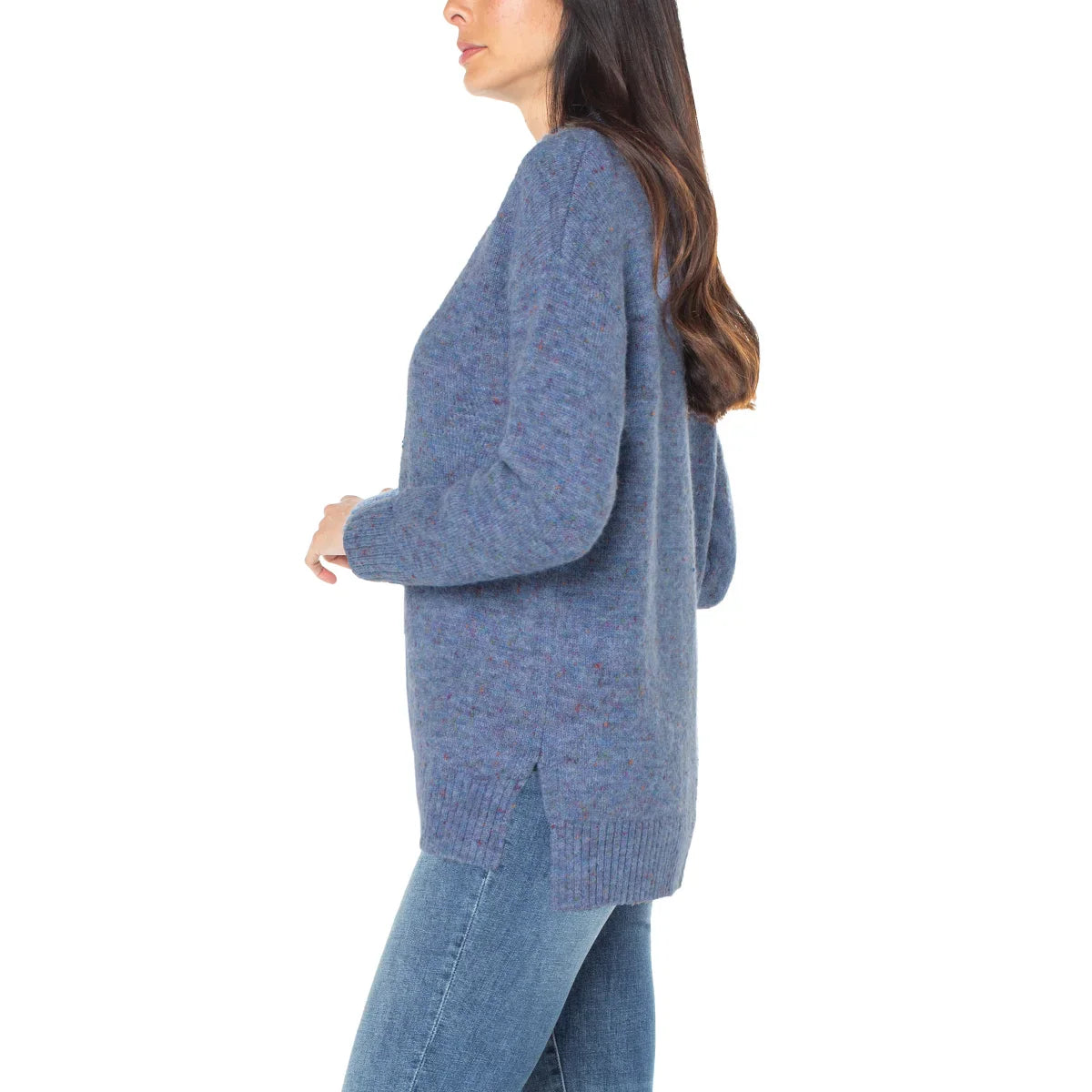 Well Worn Women's Mock Neck Cozy Wool Blend Nep Yarn Sweater