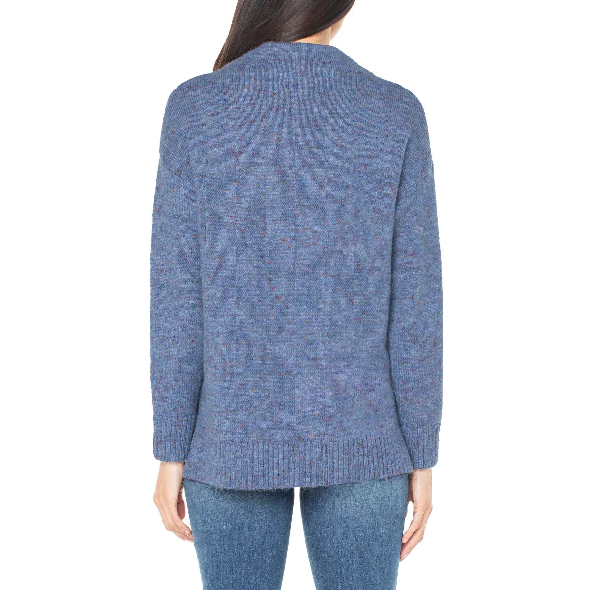 Well Worn Women's Mock Neck Cozy Wool Blend Nep Yarn Sweater